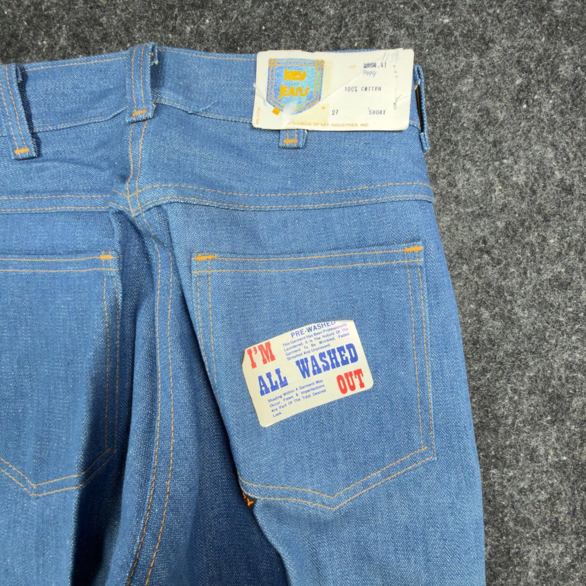 Key Jeans Vintage 70s Denim Pants Dept 27 Blue Cotton Deadstock NEW - take2supply