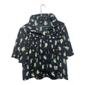 Max Women's Women's Black Artistic Face Print Ruffle Blouse Size M/12 - take2supply
