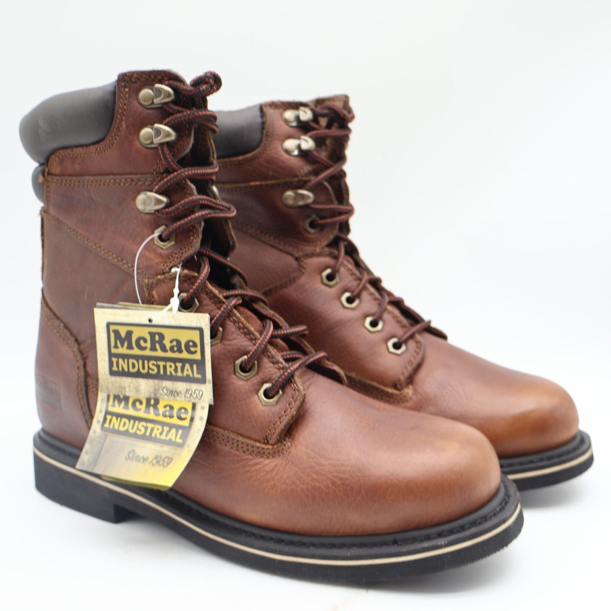 McRae Industrial Work Boots Mens 9 Brown Leather 8in Lace Up NST EH MR88122 - take2supply