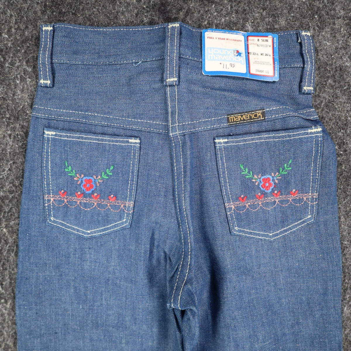 Young Maverick Vintage Girls 8 Slim Floral Embroidered Jeans NWT - take2supply
