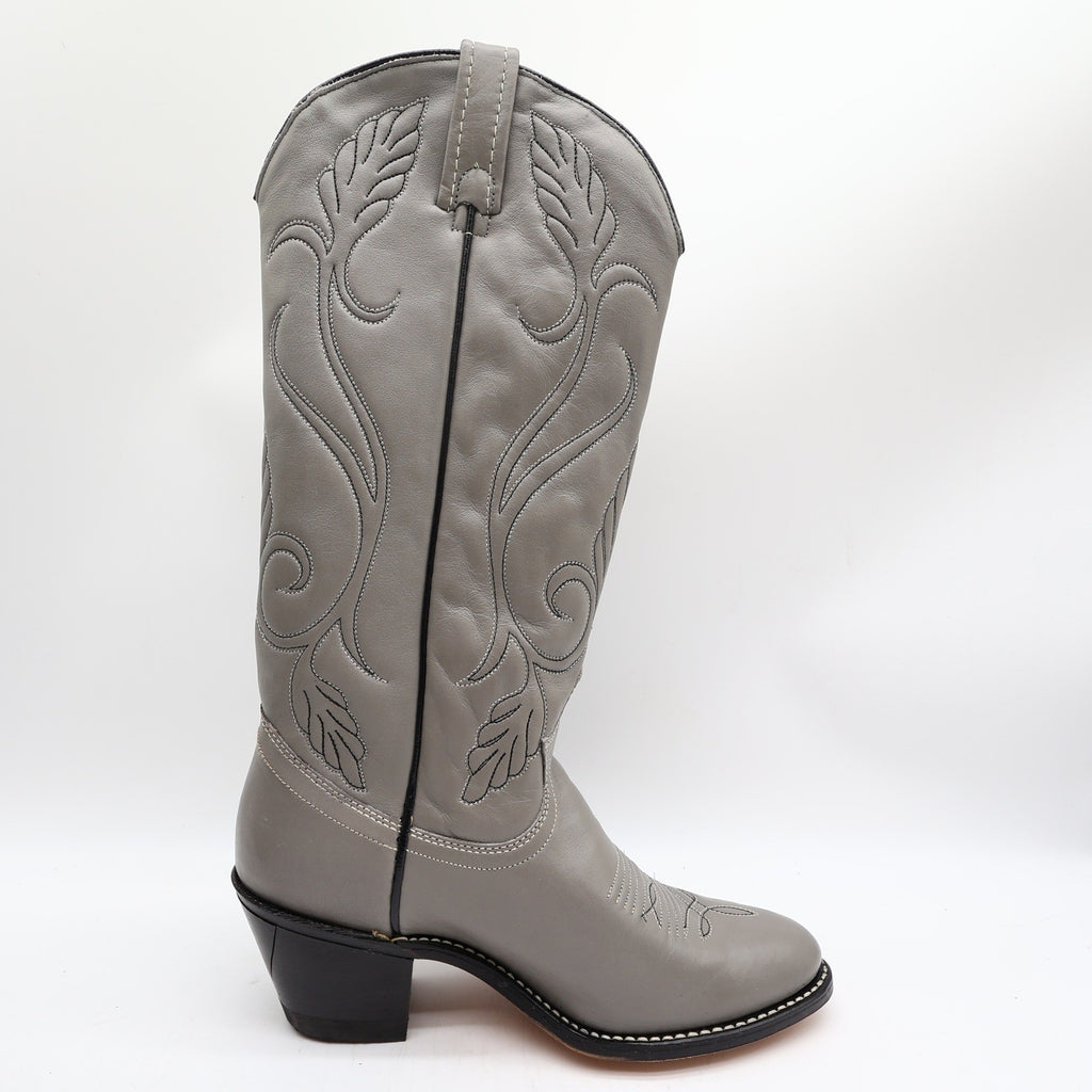 Acme Vintage 80s Cowboy Boots Womens 6 Grey Nappa Leather New Box 692 - take2supply