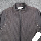 Erin London Quilted Zip Jacket Womens Small Black Chevron Mock Neck Grommet NEW - take2supply