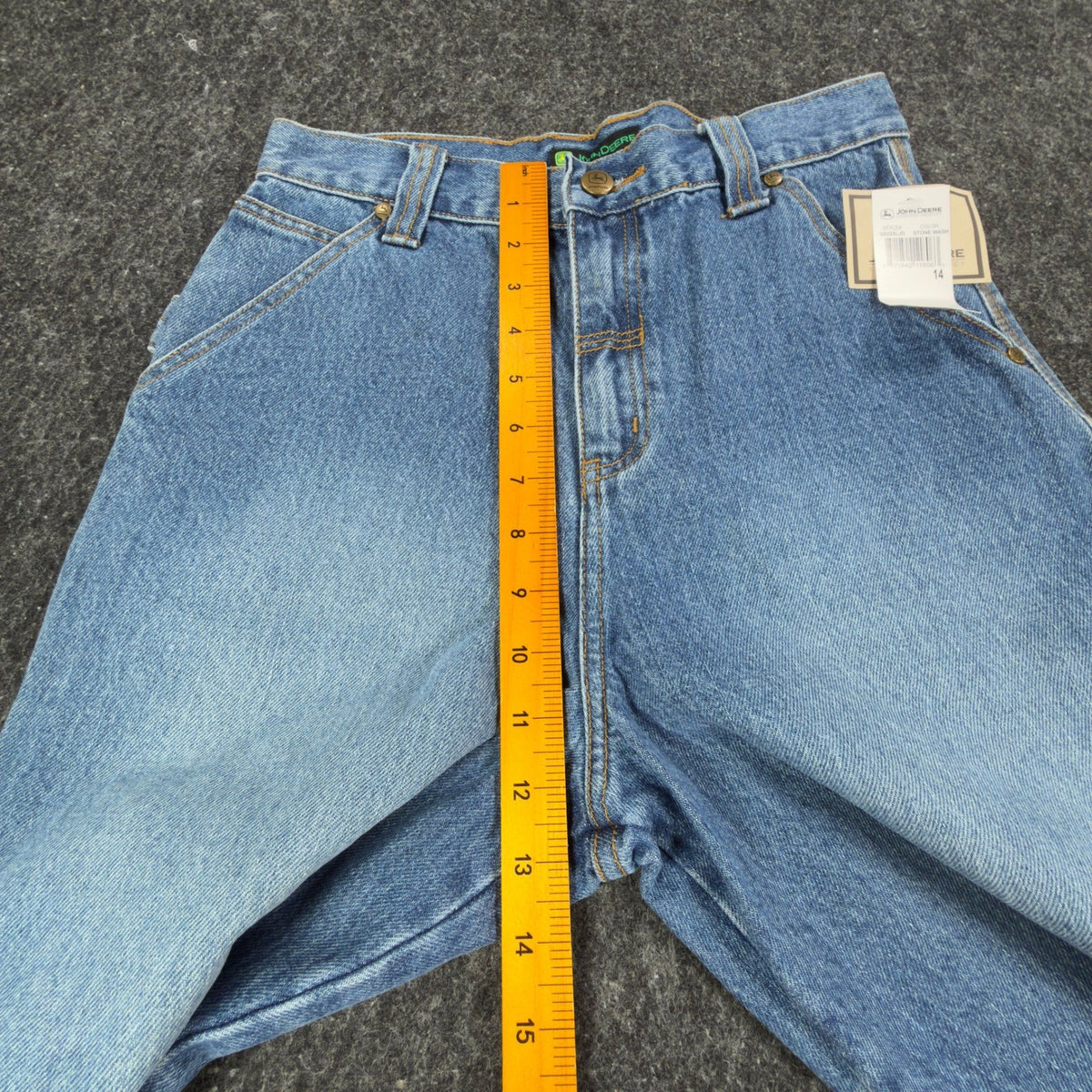 John Deere Y2K Carpenter Denim Shorts Boys 14 Blue Stone Wash NWT - take2supply