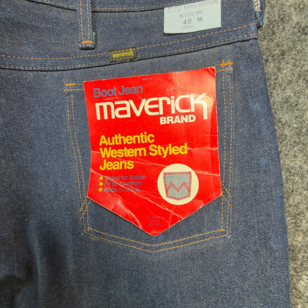 Maverick Vintage 70s Bootcut Jeans Mens 40M Dark Wash Indigo Cotton NWT NOS USA - take2supply