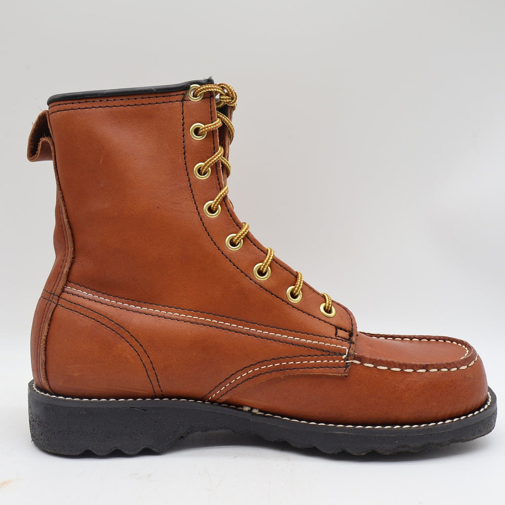 Tuff-Welt Work Boots Mens 7 Vintage Brown Full Grain Leather Moc Toe USA 332 - take2supply