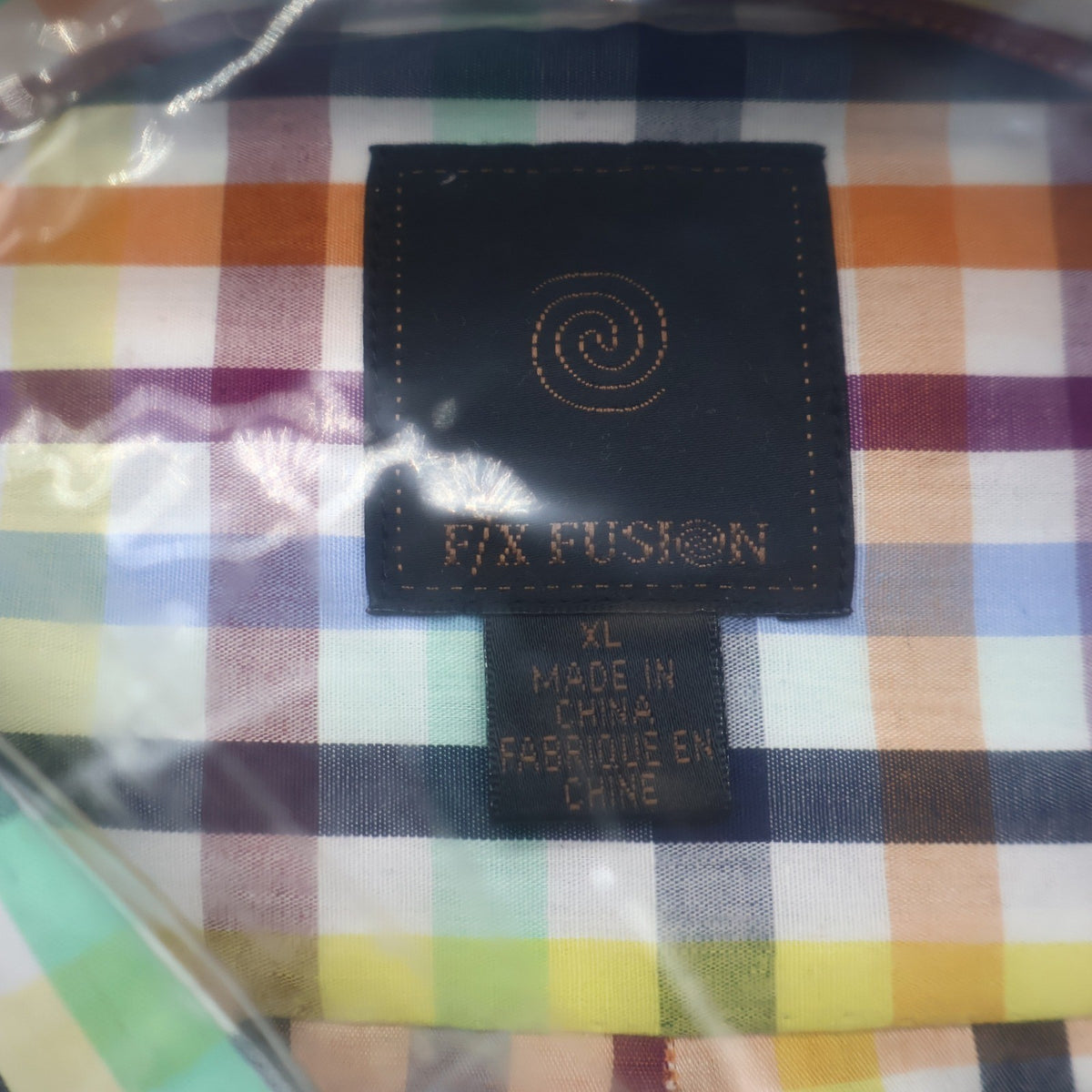 F/X Fusion Shirt Mens XL Multi Colored Check Short Sleeve Easy Care D552 NWT - take2supply