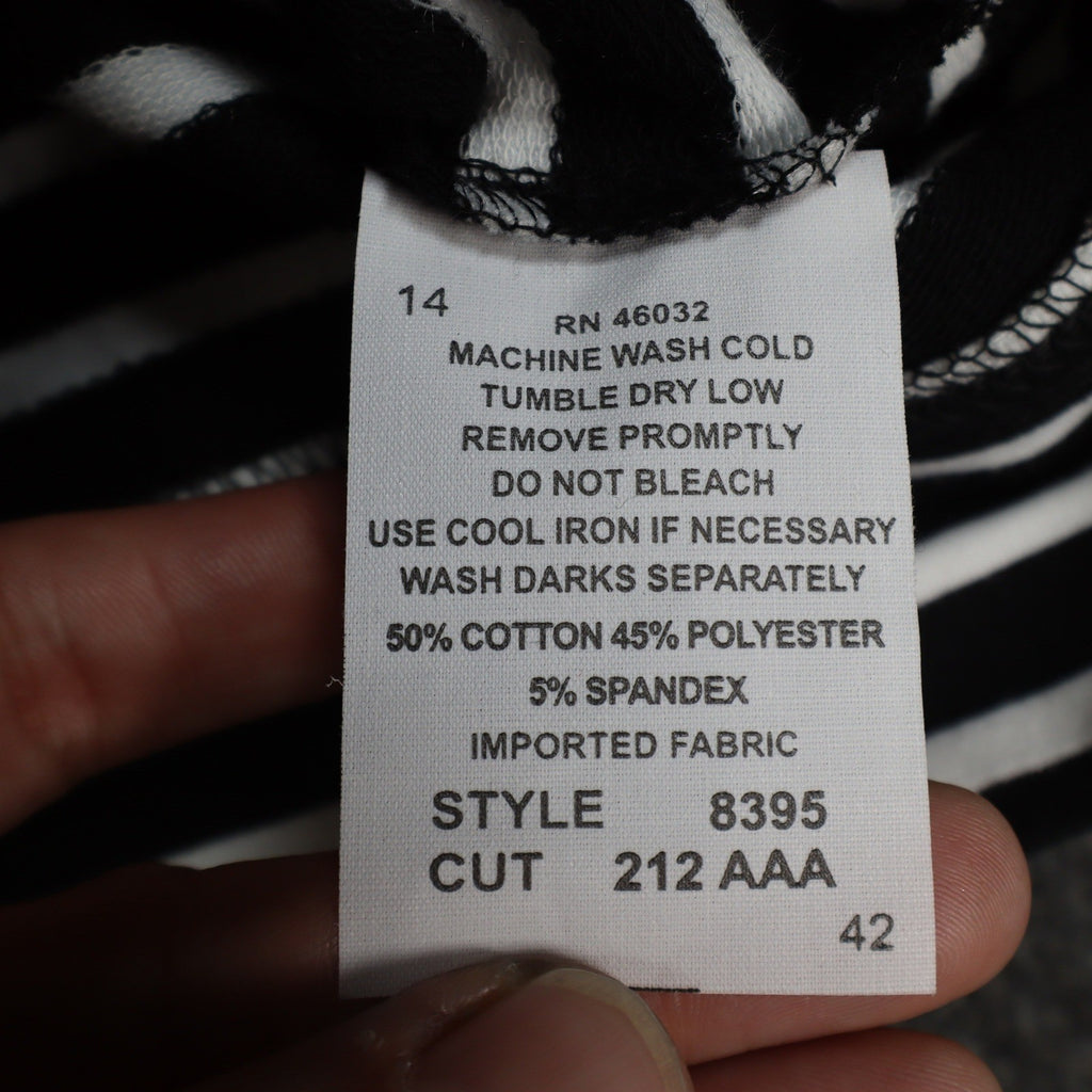Links Womens S Black White Striped Full Zip Knit Jacket Stretch NWT - take2supply