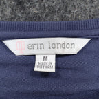 Erin London Top Womens Medium Blue Viscose Studded Puff Sleeve French Terry NWT - take2supply