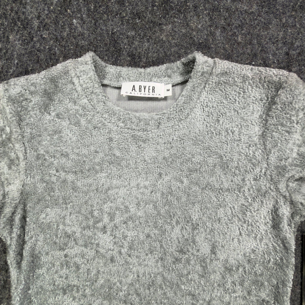 A. Byer Y2K Textured Tee Womens M Gray Polyester NWT - take2supply