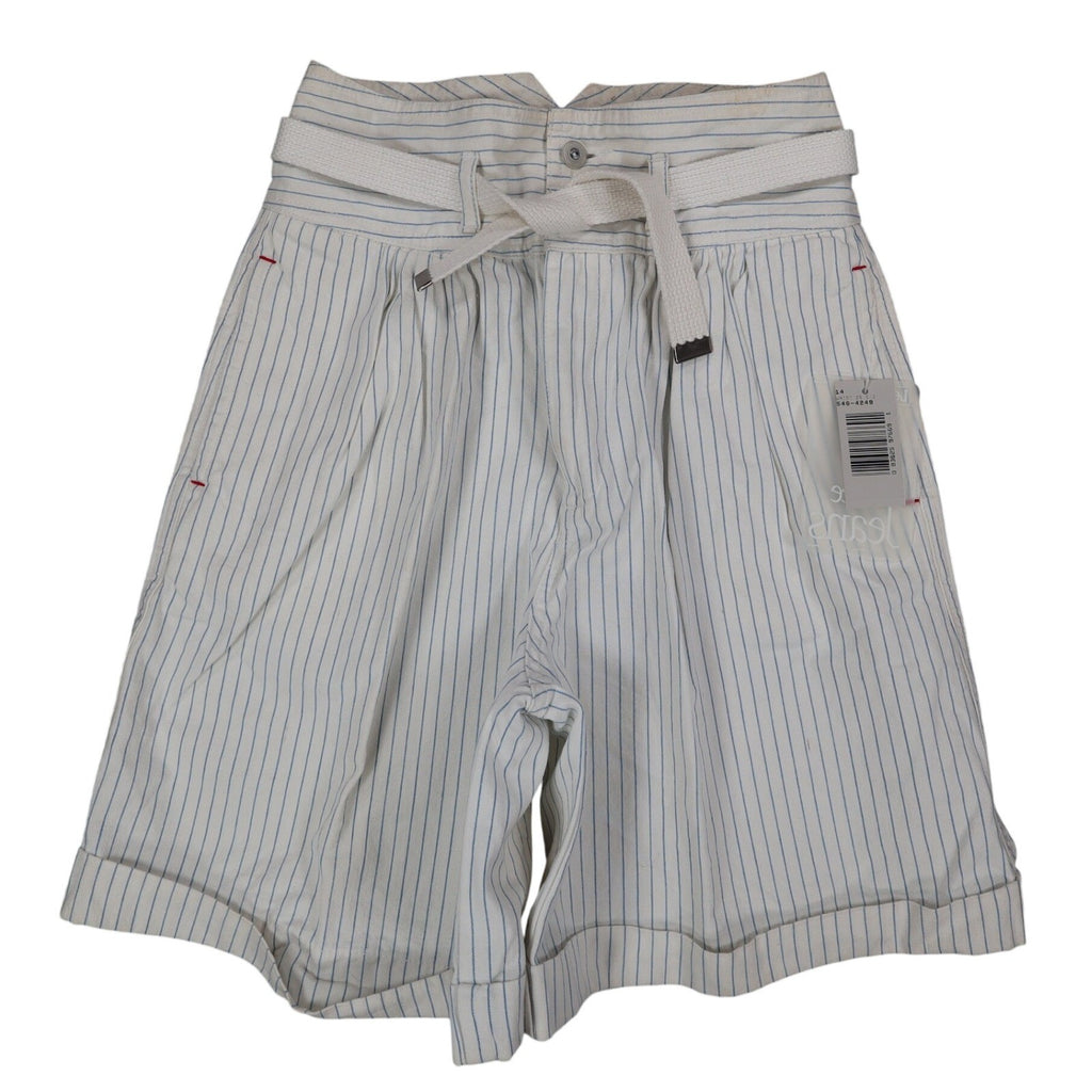 Lee Vintage 90s Striped Shorts Girls 14 White Blue Cotton High Waist Deadstock - take2supply