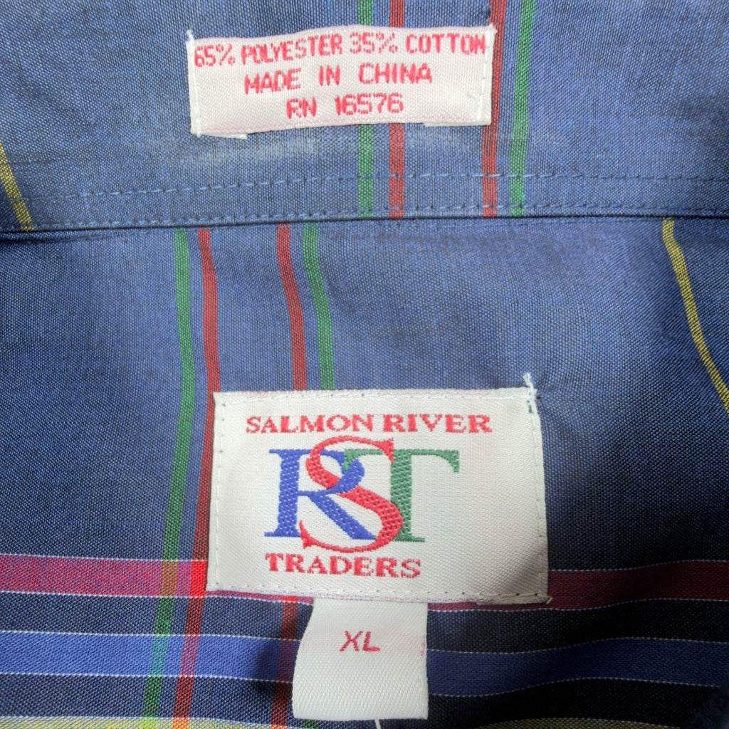 Salmon River Traders 90s Plaid Shirt Mens XL Blue Cotton Blend New C446 - take2supply