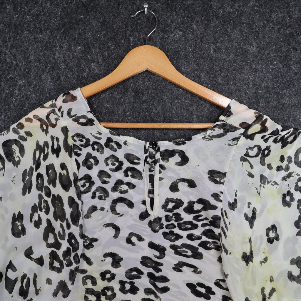 mymichelle Leopard Print Blouse Womens XL Sheer Chiffon Dolman Sleeve Top New - take2supply