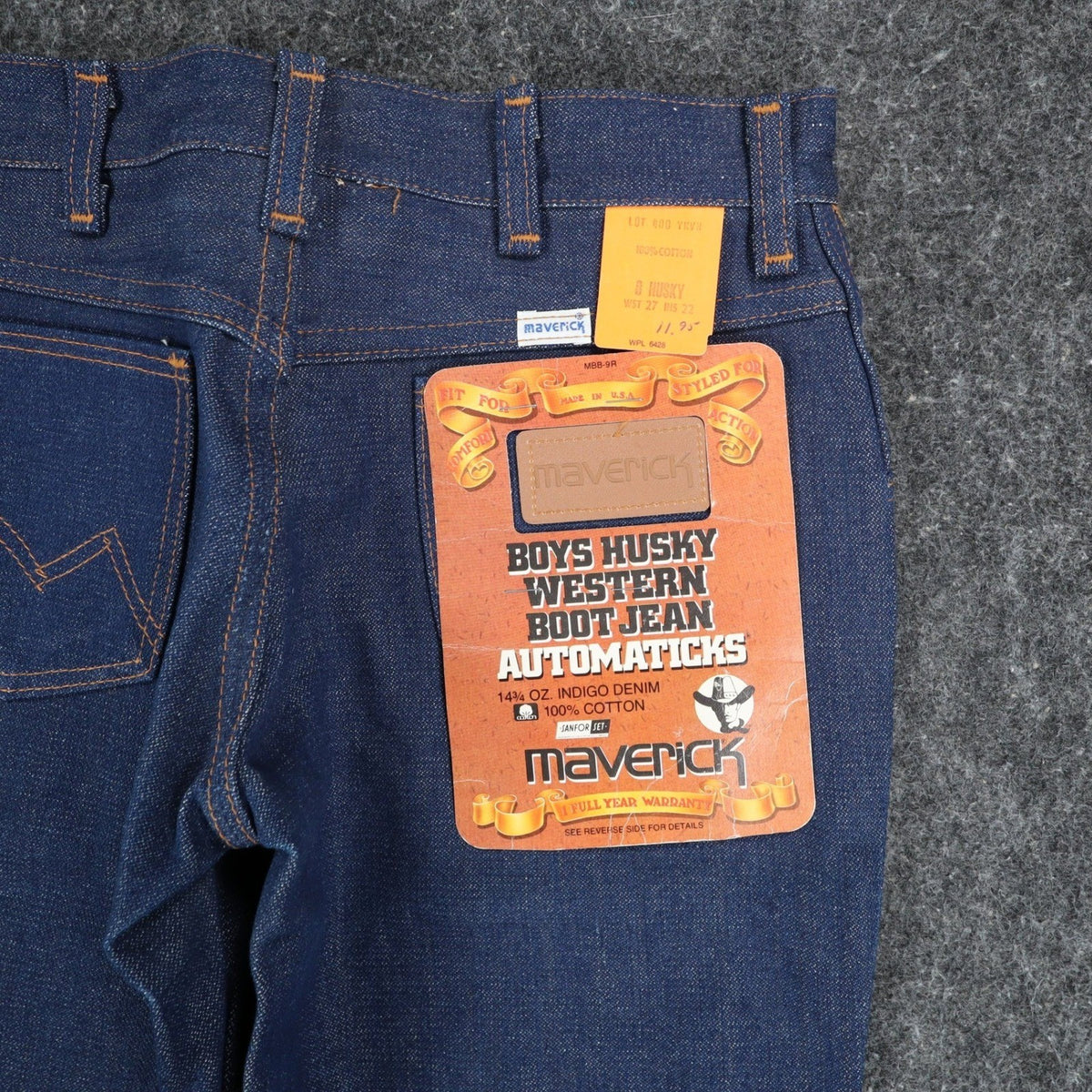 Maverick Boys Jeans Size 8 Husky Vintage Deadstock Indigo Western Bootcut Denim - take2supply