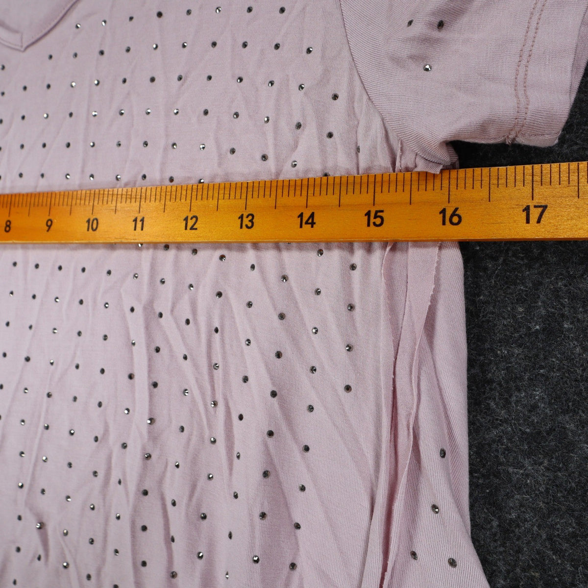 Vocal Rhinestone Stud Tunic Top Womens Small Mauve Pink High Low Layered V-Neck - take2supply