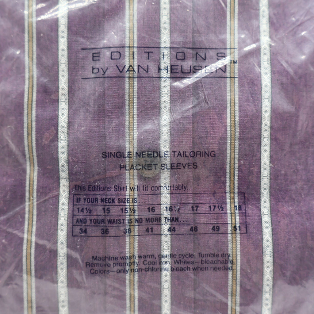 Van Heusen Dress Shirt Mens 16.5 32/33 Vintage 90s Purple Striped Deadstock NIP - take2supply