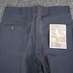Haggar Stuff Pleated Dress Pants Mens 33x32 Vintage 90s Navy Wool Blend NWT - take2supply