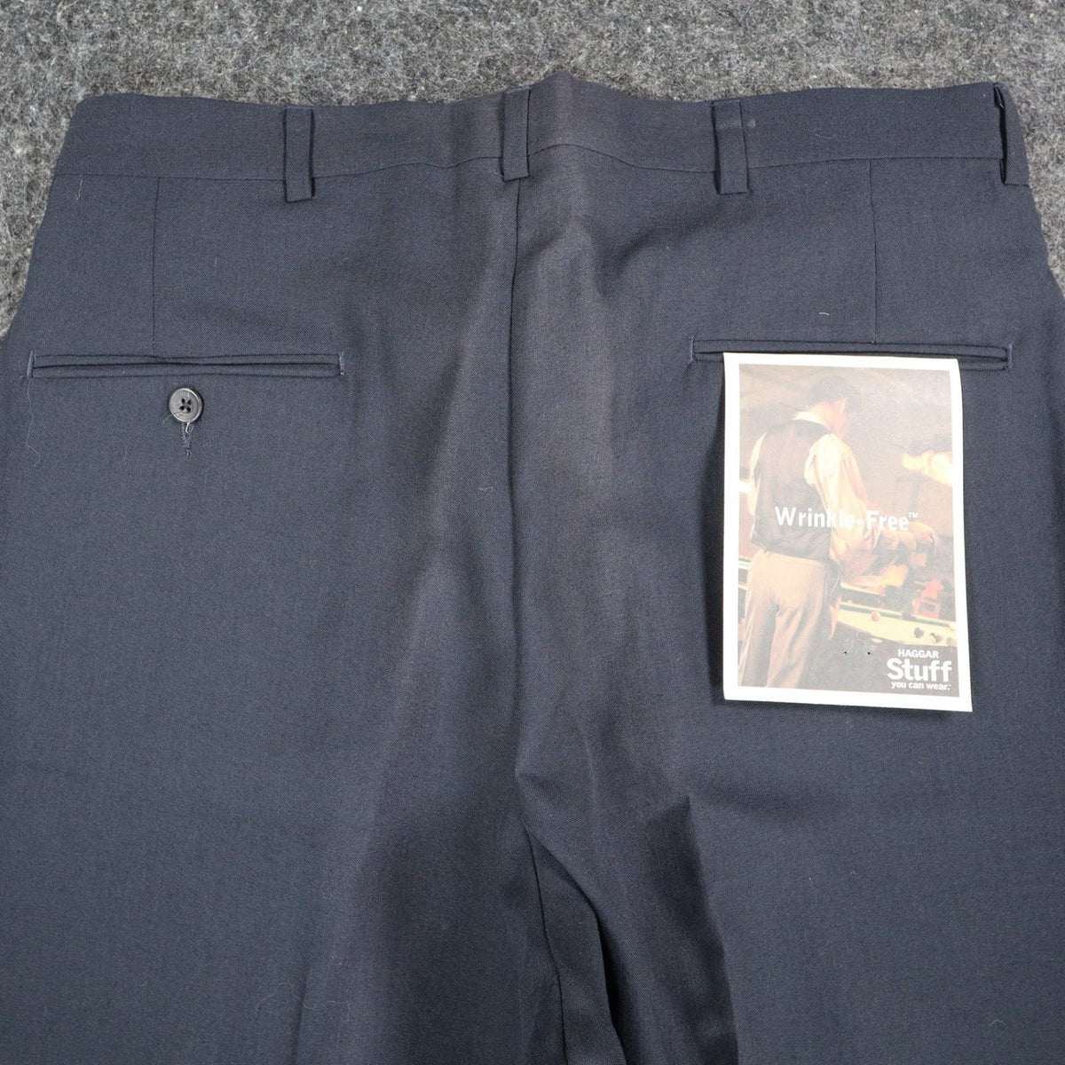 Haggar Stuff Pleated Dress Pants Mens 33x32 Vintage 90s Navy Wool Blend NWT - take2supply