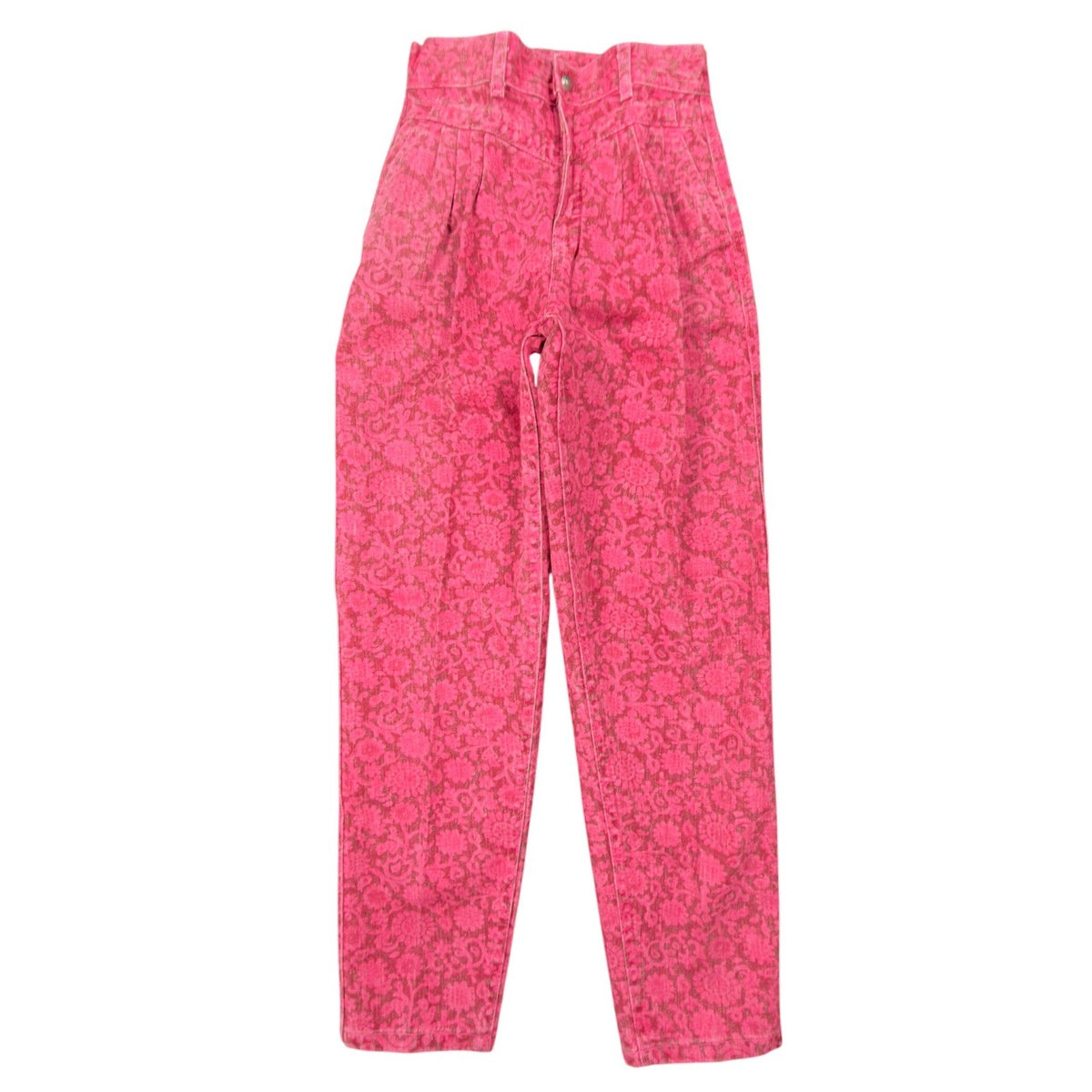 Lee Vintage 80s Floral Pants Girls 12 Magenta Pink Cotton High Waist NWT USA - take2supply