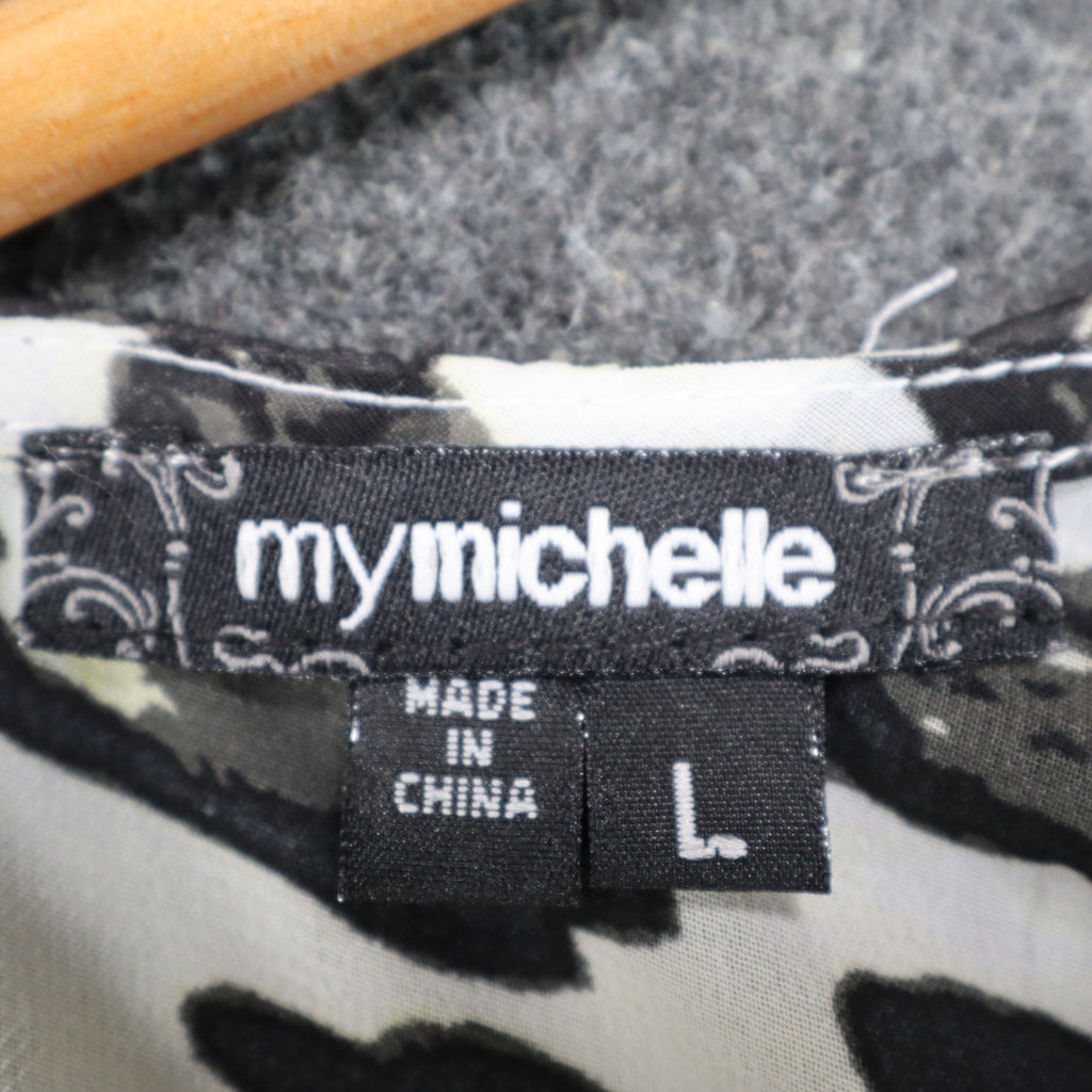 mymichelle Leopard Print Top Womens Large White Black Sheer Chiffon High-Low NWT - take2supply