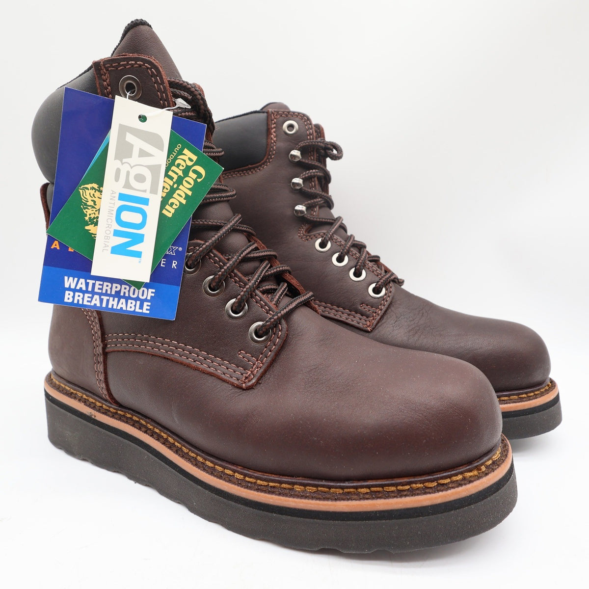 Golden Retriever 3901 Work Boots Mens 9 Dark Brown Leather Waterproof NWT - take2supply
