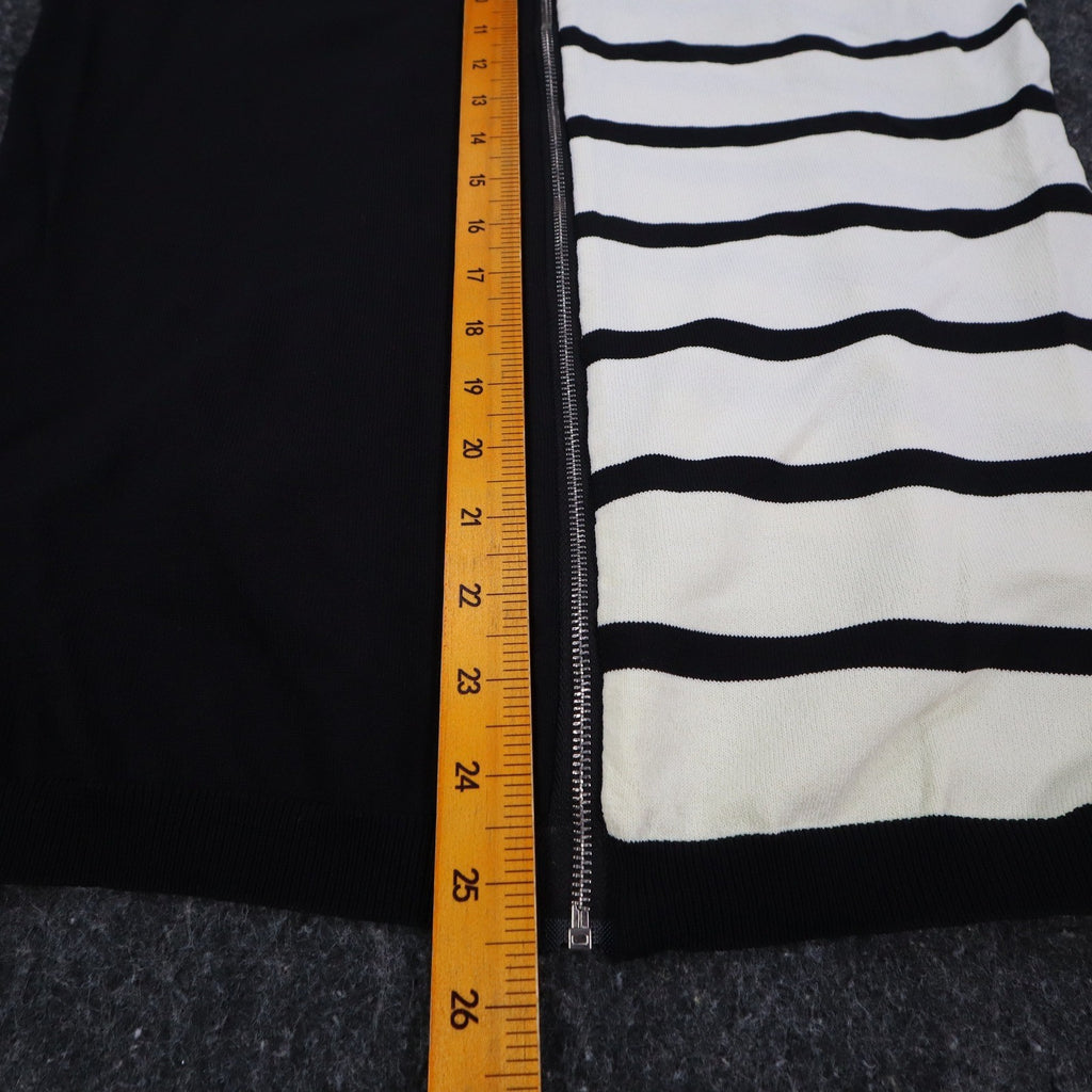 Lanalee Montreal Sweater Womens Large Black White Striped Colorblock Zip Back - take2supply