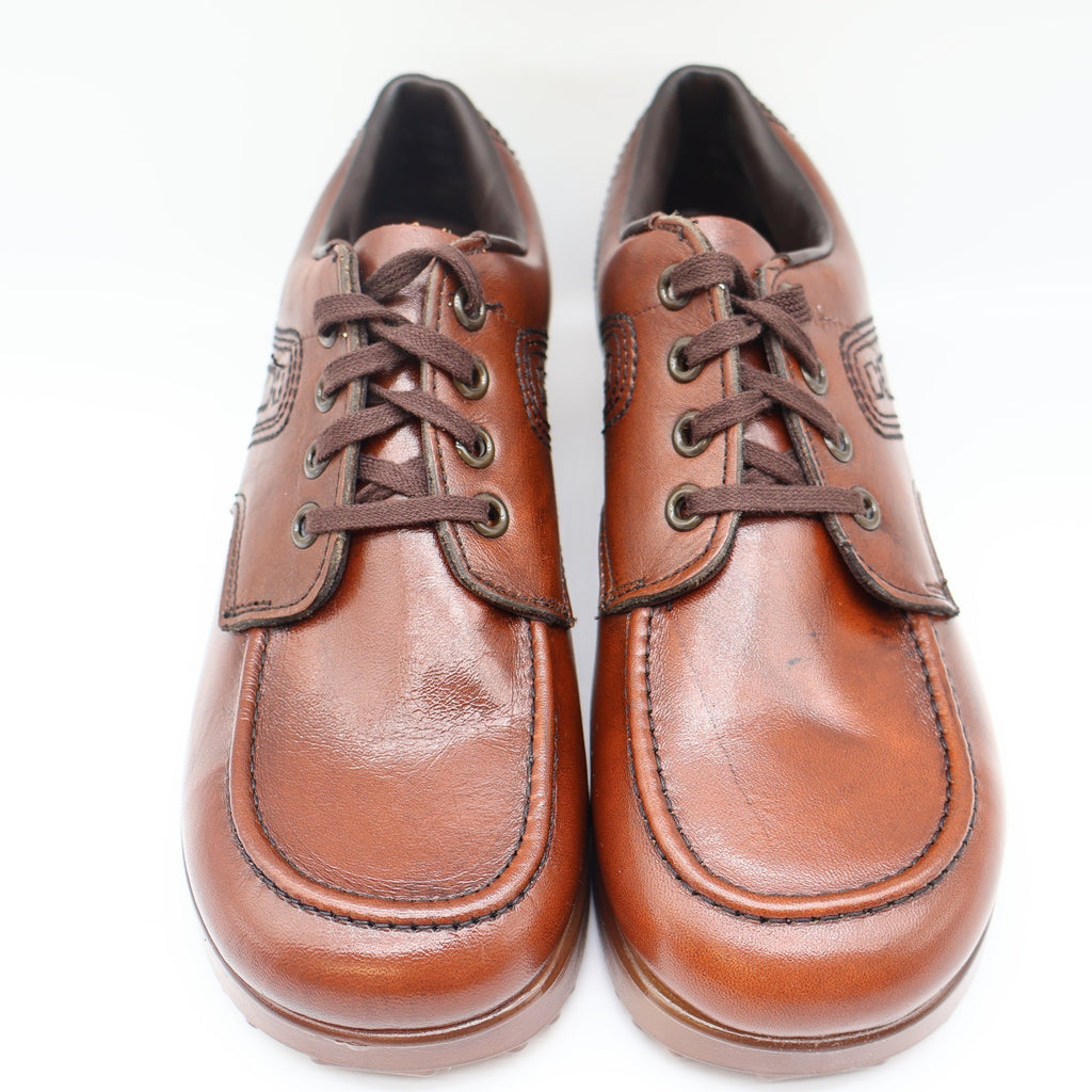 James Pepper Oxford Shoes Mens 5 D Vintage Brown Leather Moc Toe Made in USA - take2supply