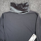 Jessica Roberts Turtleneck Top Womens Large Vintage 90s Gray Velvet Trim Cable - take2supply
