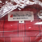 Bud Berma Weekender Plaid Shirt Mens Medium Vintage Red Cotton Blend Deadstock - take2supply