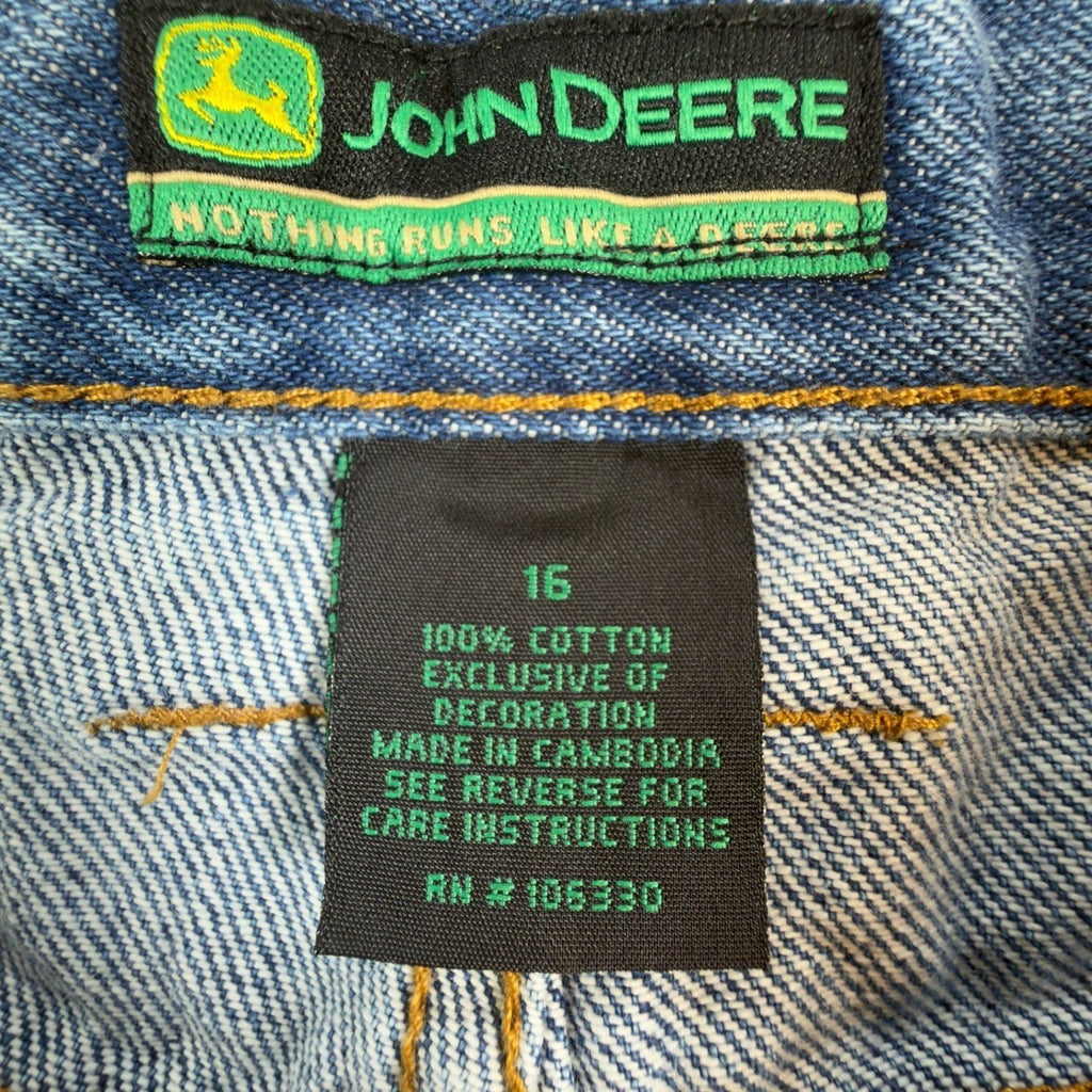 John Deere Carpenter Shorts Kids Size 16 Stone Wash Denim Blue Cotton NWT - take2supply