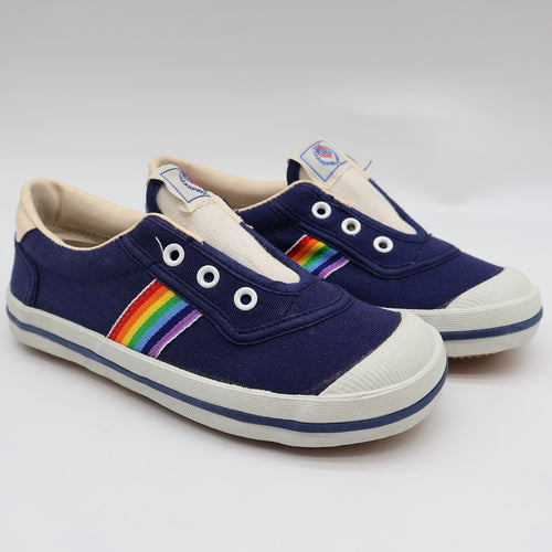 AAU Ruff Necks Scooter Shoes 10.5 Vintage Deadstock Navy Rainbow Canvas Sneakers - take2supply