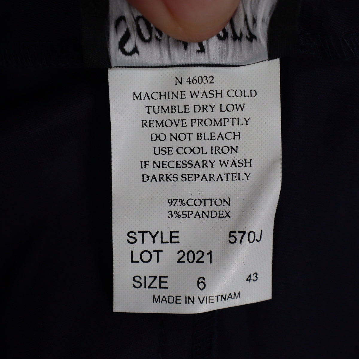 Southern Lady Pants Womens 6 Navy Cotton Stretch Straight Leg Side Zip NWT 570J - take2supply