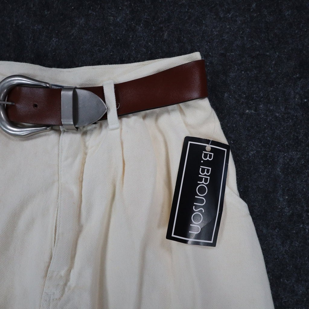 B. Bronson Shorts Womens 3 Vintage 90s Natural Cotton Pleated High Waist Belted - take2supply