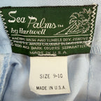 Sea Palms Shorts Womens 9/10 Blue Cotton Blend Pleated High Waist Vintage 80s - take2supply