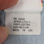 New Expressions Shirt Womens Medium Vintage Blue Cotton Ruffle Short Sleeve USA - take2supply