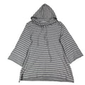 Erin London Womens M Gray White Striped Lace Up Hooded Tunic Top NWT - take2supply