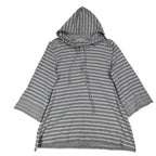 Erin London Womens M Gray White Striped Lace Up Hooded Tunic Top NWT - take2supply