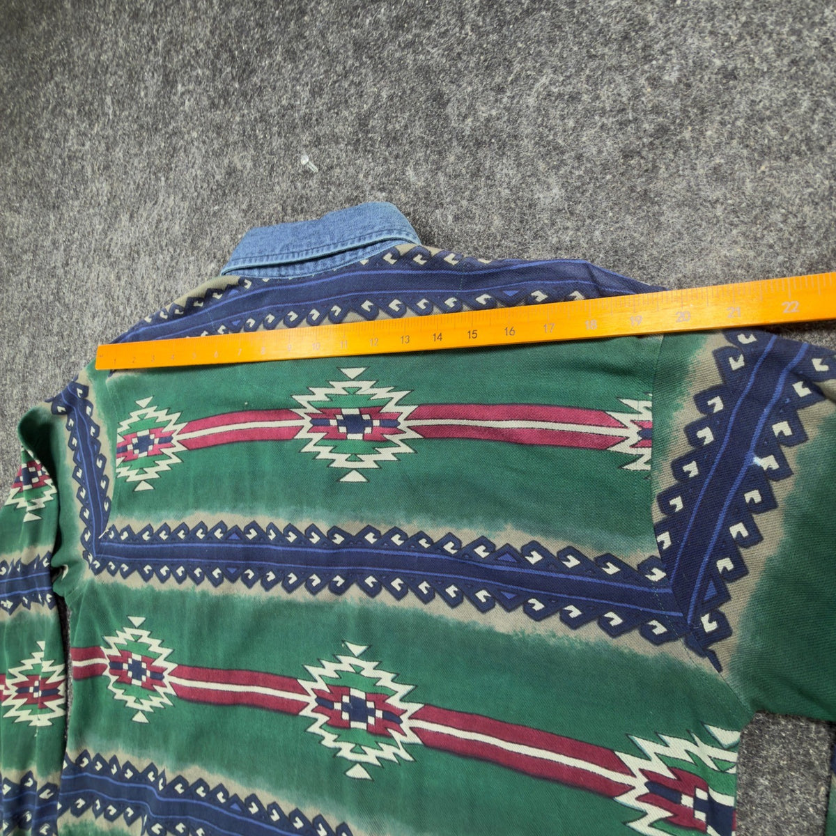 Cumberland Outfitters Vintage 90s Aztec Polo Mens Medium Green Cotton Denim C411 - take2supply