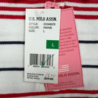 U.S. Polo Assn. Y2K Butterfly Stripe Polo Shirt Girls L White NWT C410 - take2supply