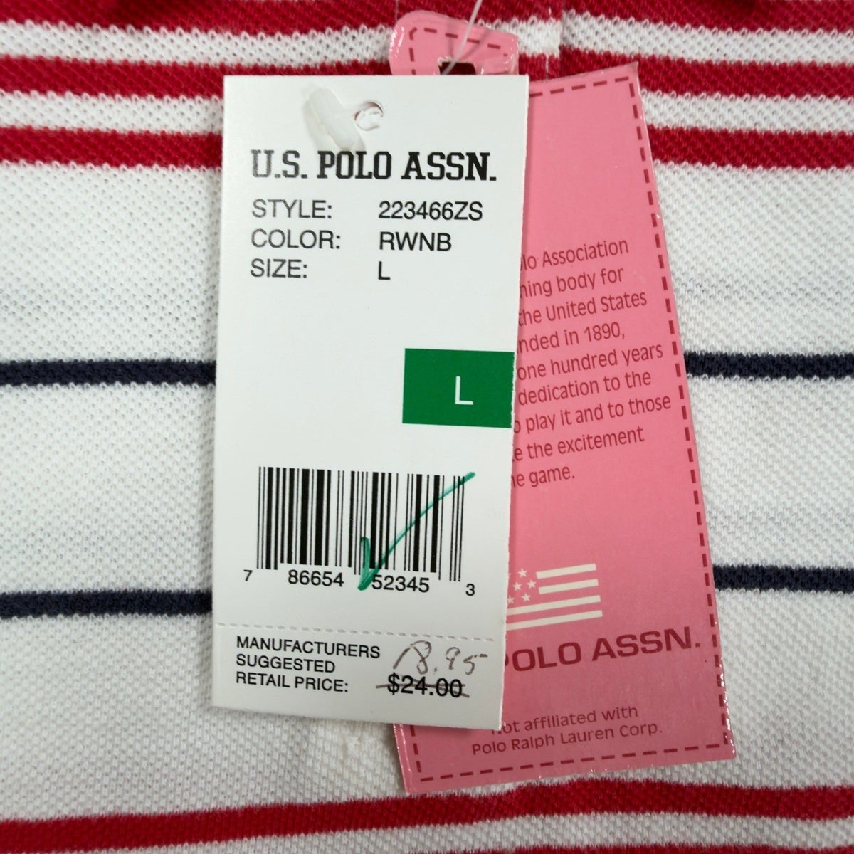 U.S. Polo Assn. Y2K Butterfly Stripe Polo Shirt Girls L White NWT C410 - take2supply