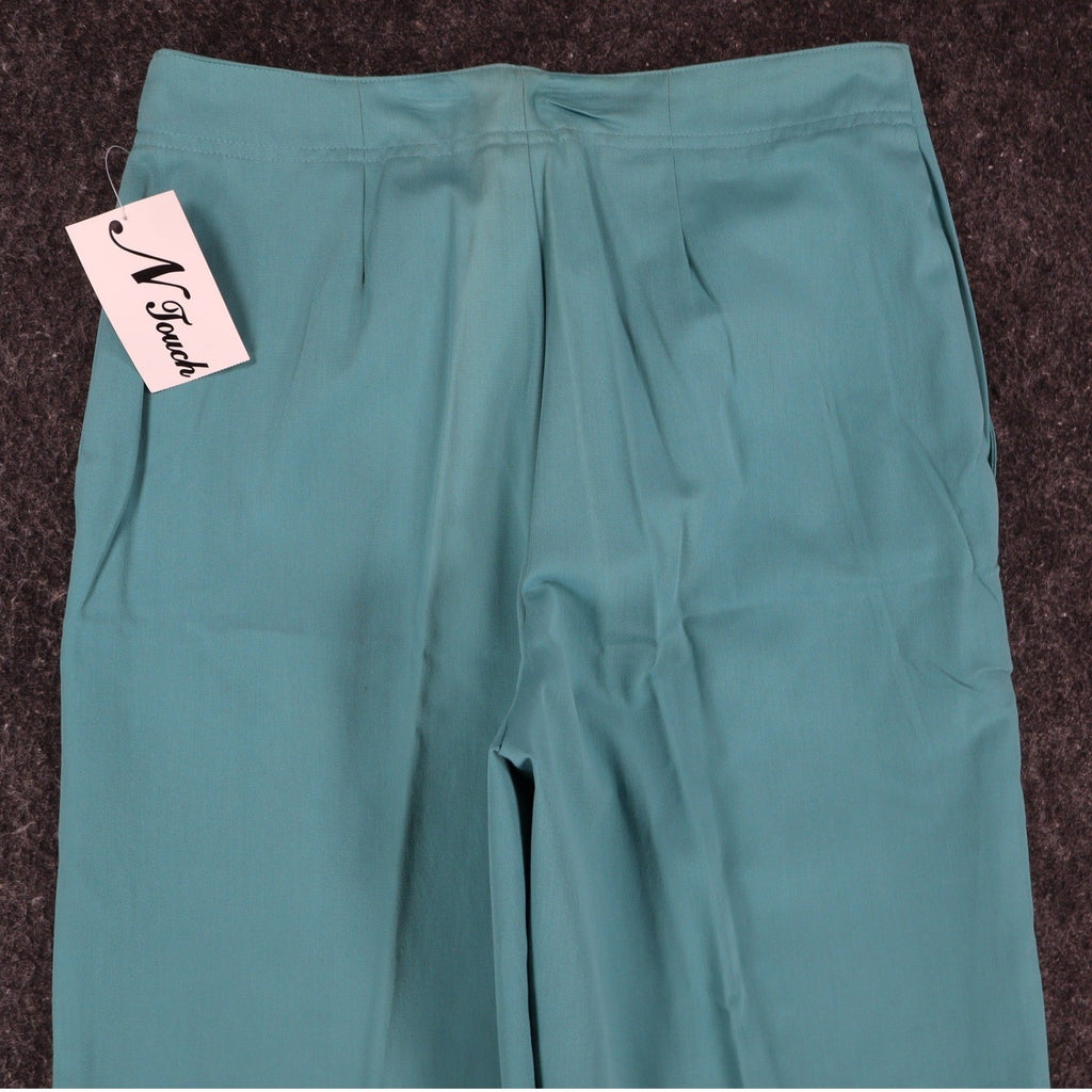 N Touch Straight Leg Pants Womens 10 Teal Azure Lagoon Cotton Tencel Trousers - take2supply