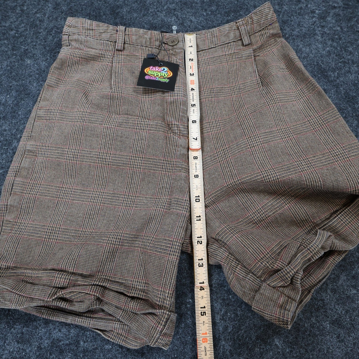 Brandy Melville Plaid Shorts Womens One Size Brown Cotton High Waist Cuffed - take2supply