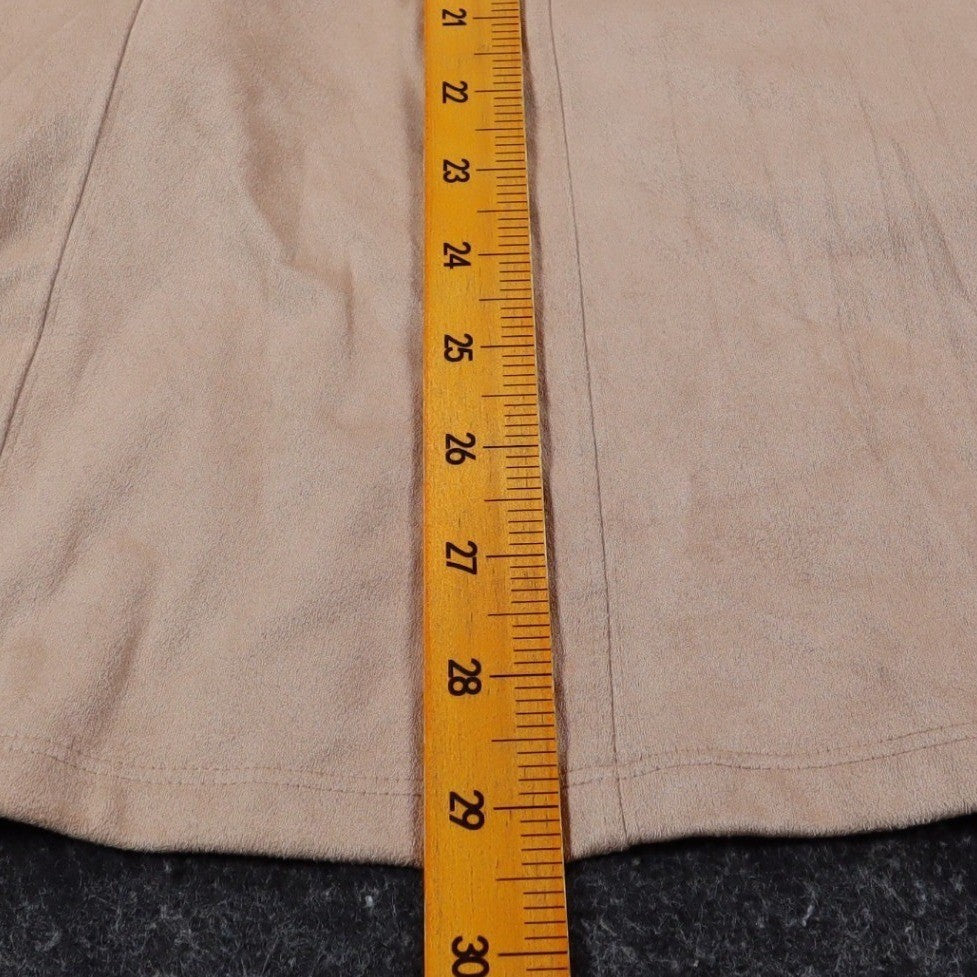 Erin London Open Front Jacket Womens Large Tan Faux Suede Laser Cut Eyelet NEW - take2supply