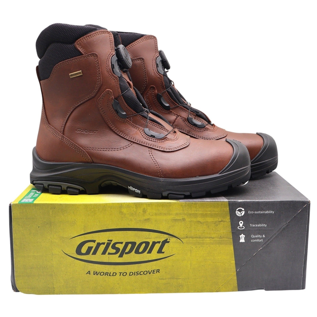 Grisport BOA Constructor Work Boots Mens 12 Brown Leather Waterproof Vibram NEW - take2supply