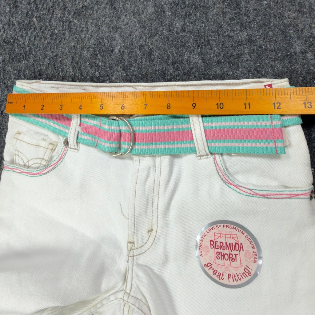 Levi's 2006 Y2K Bermuda Shorts Girls 10 White Denim NWT Belted C679 - take2supply