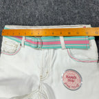 Levi's 2006 Y2K Bermuda Shorts Girls 10 White Denim NWT Belted C679 - take2supply