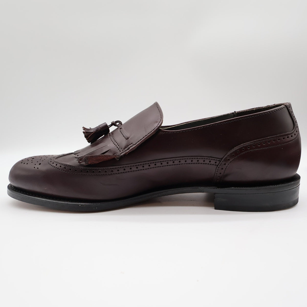 Dexter Brent Loafers Mens 12 WW Vintage Burgundy Leather Wingtip Tassel USA - take2supply