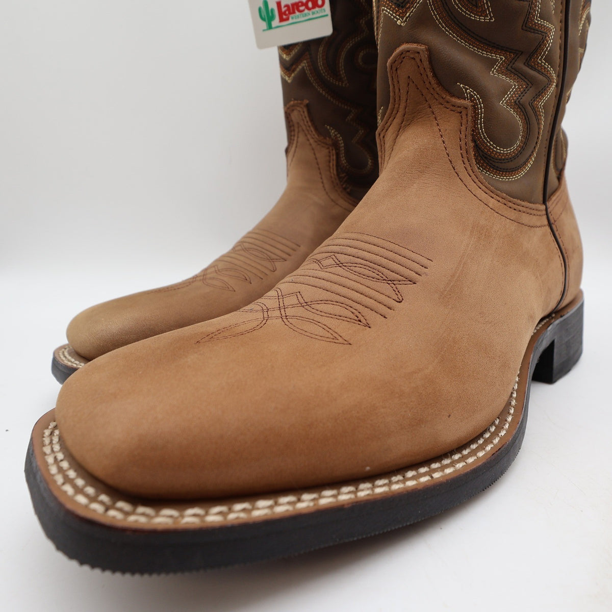 Laredo Cheyenne Stockman Boots Mens 9D Tan Leather Western Square Toe NIB - take2supply