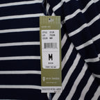 Erin London Tunic Top Womens Medium Navy Blue White Striped Sharkbite Hem NWT - take2supply
