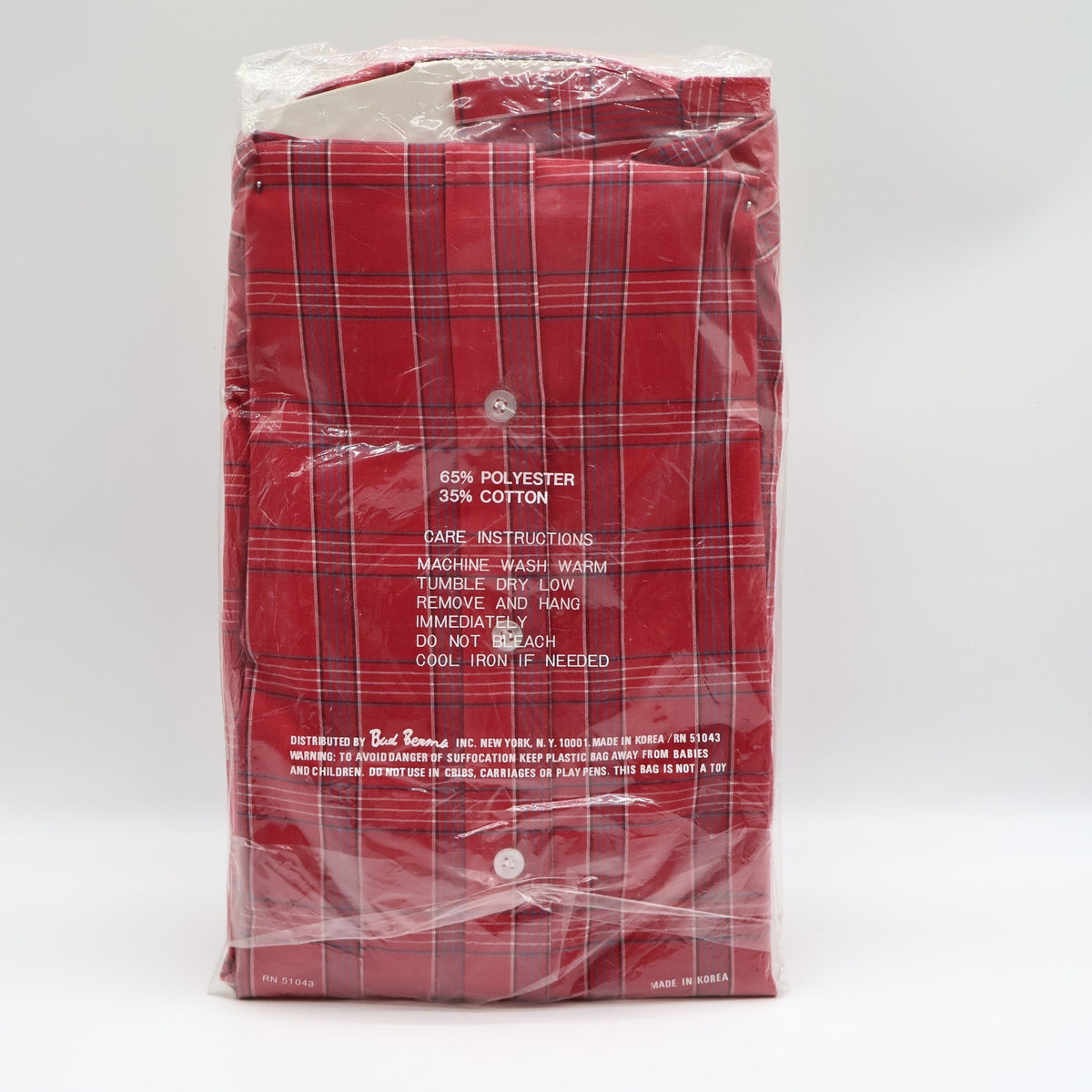 Bud Berma Weekender Plaid Shirt Mens Medium Vintage Red Cotton Blend Deadstock - take2supply