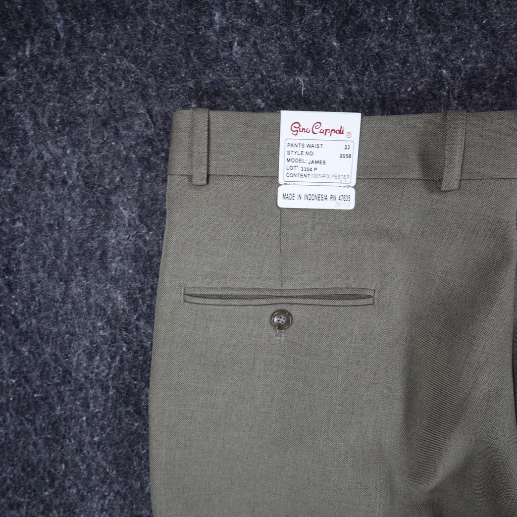 Gino Cappeli Dress Pants Mens 33 Vintage Olive Green Pleated James Deadstock - take2supply